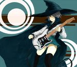  bad_id bad_pixiv_id cape electric_guitar guitar hat instrument kita_high_school_uniform kunimura_hakushi nagato_yuki school_uniform serafuku skirt solo suzumiya_haruhi_no_yuuutsu thighhighs witch_hat yellow_eyes 