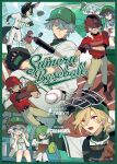  5boys 5girls absurdres alhaitham_(genshin_impact) animal_ears aqua_hair ball baseball_(object) baseball_bat baseball_cap baseball_helmet baseball_uniform black_gloves black_hair blonde_hair blue_hair brown_gloves brown_hair collei_(genshin_impact) commentary_request cyno_(genshin_impact) dehya_(genshin_impact) earrings faruzan_(genshin_impact) fox_ears funtasmatic genshin_impact gloves green_hair green_hat green_shorts hat helmet highres holding holding_baseball_bat jewelry kaveh_(genshin_impact) layla_(genshin_impact) long_sleeves multicolored_hair multiple_boys multiple_girls nahida_(genshin_impact) pants red_eyes red_hat red_shirt sethos_(genshin_impact) shirt short_hair shorts sportswear tighnari_(genshin_impact) twintails white_hair white_pants white_shirt 