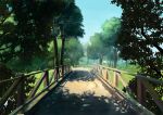  blue_sky bridge commentary_request day forest highres landscape nature no_humans original outdoors scenery sky tree_shade tyorokyuu 