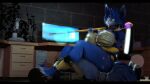 16:9 2023 3d_(artwork) anthro anthro_on_top bandeau barefoot big_breasts blue_body blue_eyes blue_fur blue_hair breasts canid canine clothed clothed_female clothed_male clothing computer computer_monitor desk detailed_background digital_media_(artwork) dominant dominant_anthro dominant_female duo electronics feet female female_anthro female_on_human female_on_top fingerless_gloves foot_fetish foot_on_face fox fur furniture gloves hair hands_on_legs handwear hi_res huge_breasts human human_on_anthro human_on_bottom inside interspecies jewelry krystal's_staff krystal_(star_fox) laboratory_equipment lens_flare lying male male/female male_human male_on_anthro male_on_back male_on_bottom mammal markings mercfox438 microscope microsoft microsoft_windows necklace nintendo on_back on_bottom on_ground on_top scientific_instrument sitting sitting_on_another star_fox submissive submissive_human submissive_male table topwear tribal tribal_markings widescreen windows_10