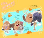 accessory avian avian_feet beak beaver beaver_tail begging_for_mercy bird brown_body brown_fur buckteeth claws conner_(hoppers) cowering craftycrayola dialogue directional_arrow dr._nisha_(hoppers) dr._sam electroshock_weapon english_text feathers female feral footprint fur great_heron grey_body grey_feathers group heron hi_res jerry_generazzo lagomorph leporid mabel_tanaka male mammal markings mostly_nude necktie necktie_only open_mouth pawprint pawprint_(marking) pelecaniform rabbit rabbit_ears rodent scared scut_tail short_tail size_difference speech_bubble standing stork tail tan_body tan_fur taser teeth text thought_bubble weapon white_body white_feathers
