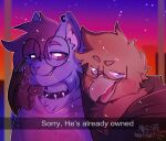 ace_booper anthro arm_around_shoulders avian blurred_background blush blush_lines canid canine canis clothed clothed_anthro clothing collar duo ear_piercing european_mythology eyebrows eyewear felid feline gesture gradient_background greek_mythology hoodie hybrid looking_at_viewer male male/male mammal mrworkcatt mythological_avian mythological_bird mythological_creature mythological_firebird mythology neck_tuft phoenix phoenix_wrath piercing raised_eyebrow signature simple_background smile smirk smirking_at_partner smug smug_face smug_grin snapchat spiked_collar spikes topwear tuft wolf