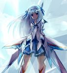  arms_behind_back blue_eyes blue_hair hairband long_hair mecha_musume otomedius school_uniform skirt solo star_(ikaruga) 