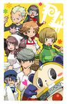  4girls absurdres amagi_yukiko androgynous apron food hanamura_yousuke highres holding_needle kujikawa_rise kuma_(persona_4) labcoat multiple_boys multiple_girls narukami_yuu needle non-web_source oversized_clothes persona persona_4 reverse_trap satonaka_chie sewing shirogane_naoto short_hair stuffed_animal stuffed_toy tatsumi_kanji tofu 