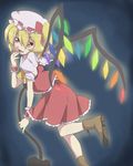  bad_id bad_pixiv_id blonde_hair boots fang flandre_scarlet hat maruki_(punchiki) short_hair solo touhou wings 