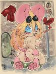4_toes accessory alley anthro anus blonde_hair blue_eyes blush bodily_fluids bow_ribbon breasts butt claws clothing dripping_vulva embarrased_horny embarrassed eyewear eyewear_on_head fangs feet female flummery furgonomics genital_fluids genitals hair hand_on_butt hi_res kneeling kneeling_on_ground looking_at_viewer looking_back mammal mouse murid murine nihilochannel nude nude_anthro nude_female open_mouth open_smile panties panties_around_ankles pawpads paws pink_anus pink_pawpads pink_paws pink_vulva public public_nudity raised_tail rodent smile solo sunglasses sunglasses_on_head sweat tail tail_accessory teeth toe_claws toes underwear vaginal_fluids vulva wearing_sunglasses