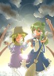  bad_id bad_pixiv_id broom haradaiko_(arata_himeko) hat kochiya_sanae moriya_suwako multiple_girls scarf touhou 