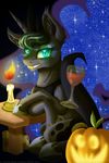  blue_eyes can candle candlestick cape derp_eyes desk equine fangs female feral fire friendship_is_magic glass glowing glowing_eyes horse inuhoshi-to-darkpen looking_at_viewer mammal my_little_pony necklace pony princess_luna_(mlp) pumpkin sitting sparkles tomato wine_glass 