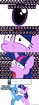  blue_eyes blue_hair bottomless equine female friendship_is_magic genie hair horn horse mammal my_little_pony navitaserussirus pony purple_hair scared screaming text trixie_(mlp) tumblr twilight_sparkle_(mlp) two_tone_hair unicorn 