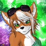  anthro black_nose canine clothing eyewear fox fox_mccloud girly green_eyes hair happy headshot looking_at_viewer male mammal nintendo orange_hair portrait rath-raholand smile solo star_fox sunglasses video_games white_hair 