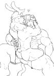  &lt;3 abs anthro asiahao520 back_muscles butt cervine clothing cuddling duo erection horn krampus_(housamo) male male/male mammal muscular muscular_male nipples nude pecs reindeer sitting_in_lap tenting tokyo_afterschool_summoners tusks underwear video_games youl 
