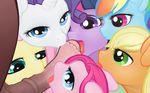  applejack_(mlp) arareroll blonde_hair blue_eyes brown_fur cock_worship drooling equine erection eyelashes fellatio female feral fluttershy_(mlp) friendship_is_magic fur green_eyes hair hi_res horn horse horsecock licking long_hair looking_at_viewer looking_down male multi-colored_hair my_little_pony open_mouth oral oral_sex orange_hair orange_nose pegasus penis pink_eyes pink_fur pink_hair pinkie_pie_(mlp) pony purple_eyes purple_hair rainbow_dash_(mlp) rarity_(mlp) red_hair saliva sex teal_eyes tongue tongue_out twilight_sparkle_(mlp) unicorn white_fur wings yellow_fur yellow_nose 