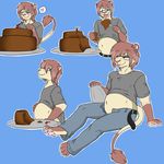  big_belly cake cat cherry clothing eating eyewear feline food fork glasses kyotsu lion mammal mander sequential stuffed stuffing weight_gain 