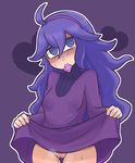  blue_eyes blue_hair blush condom headband hex_maniac_(pokemon) kurozu_(crozu) long_hair no_panties npc npc_trainer pokemon pokemon_(game) pokemon_xy pussy pussy_juice skirt skirt_lift sweat uncensored very_long_hair 