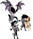  bat_wings biting black_hair breasts dragon&#039;s_crown dragon's_crown dress george_kamitani huge_breasts long_hair monster vampire vampire_(dragon's_crown) vanillaware village_girl_(dragon's_crown) white_dress wings 