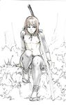  aian bare_chest brown_hair bulge forest fundoshi ironkat katana monochrome nature nipples nodachi pageboy penis sketch sleeves socks sword tabi thighhighs trap weapon 