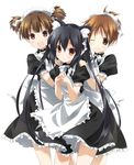  :d :o ;) animal_ears brown_eyes brown_hair cat_ears fake_animal_ears hairband hand_on_another's_shoulder hirasawa_ui k-on! looking_at_viewer maid maid_headdress multiple_girls nakano_azusa one_eye_closed open_mouth ponytail puffy_short_sleeves puffy_sleeves sakana short_sleeves short_twintails smile suzuki_jun twintails waitress white_background 