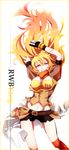  blonde_hair breasts character_name cleavage copyright_name large_breasts long_hair midriff rwby smile yang_xiao_long 
