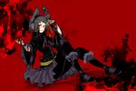  blood gray_hair red_eyes shigureru short_hair skirt sword touhou toyosatomimi_no_miko weapon 