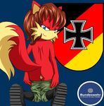  archie_comic army blue_eyes bundeswehr canine canines fiona_fox fox foxxes german hedgehog looking_at_viewer looking_back mammal military patriotism propaganda pussy sega solo sonic_(series) sonic_the_hedgehog the undressing 