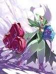  blue_flower blue_rose creature flower gen_4_pokemon highres no_humans pokemon pokemon_(creature) red_eyes red_flower red_rose rose roserade solo 