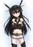  black_hair crossed_arms garter_straps hairband kantai_collection long_hair looking_at_viewer midriff nagato_(kantai_collection) navel red_eyes silent_sakia smile solo thighhighs younger 