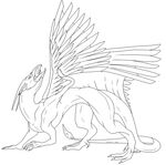  beak black_and_white claws feathers feral gryphon leatificat monochrome plain_background sketch solo tongue white_background wings 