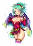  :d aqua_eyes aqua_hair blush breasts cape earrings final_fantasy final_fantasy_vi hair_ornament jewelry kara_(color) large_breasts open_mouth ponytail short_hair smile solo tina_branford white_background 