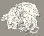  dragon eyes_closed feral grey_background horn juvenile leatificat parent plain_background sketch tongue watermark wings 