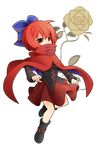  bad_id bad_pixiv_id boots bow cape daishi_takamura flower hair_bow long_sleeves red_eyes red_hair rose sekibanki short_hair skirt solo touhou yellow_flower yellow_rose 