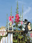  2girls 3boys bandanna brothers curly_dadan east_blue flower freckles hat jewelry makino makino_(one_piece) monkey_d_luffy multiple_boys multiple_girls necklace one_piece portgas_d_ace railing sabo sabo_(one_piece) siblings sitting straw_hat syouko tank_top tegaki top_hat young younger 