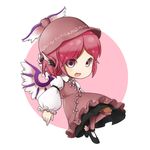  animal_ears arm_belt chibi dress futaba_no_taiko hat mystia_lorelei open_mouth pink_eyes pink_hair puffy_sleeves short_hair touhou wings 