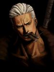  1boy cigar dark dark_background male male_focus marine matsubaki one_piece portrait smoker solo white_hair 
