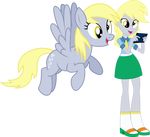  absurd_res alpha_channel blonde_hair clothing cutie_mark derp_eyes derpy_hooves_(eg) derpy_hooves_(mlp) duo equestria_girls equine female flying friendship_is_magic hair hampshireukbrony hi_res horse human letter mammal my_little_pony necktie pegasus plain_background pony sandals shirt skirt smile socks standing transparent_background vector-brony wings 