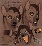  brown_hair canine ear_piercing face fur hair hyena male mammal natalie_de_corsair open_mouth orange_eyes piercing smile tongue 