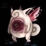  berriessparrowmouse black_background clefable creepy feral grass nightmare_fuel nintendo open_mouth plain_background pok&#233;mon pok&eacute;mon saliva sharp_teeth solo teeth video_games what 