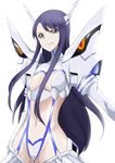  armor breasts cleavage_cutout cosplay grey_eyes heartcatch_precure! junketsu kill_la_kill kiryuuin_satsuki kiryuuin_satsuki_(cosplay) long_hair medium_breasts navel precure purple_hair revealing_clothes spikes suspenders thighhighs tsukikage_oyama tsukikage_yuri 