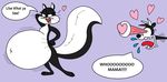  &lt;3 belly big_belly cat drooling english_text feline female hand_on_hip invalid_tag looney_tunes male overweight penelope_pussycat pep&eacute;_le_pew plain_background saliva skunk teeth text tongue toony unknown_artist warner_brothers 