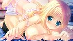  1boy 1girl bed blonde_hair blue_eyes breasts censored cum cum_in_pussy game_cg hoshi_no_ne_sanctuary indoors long_hair naruse_hirofumi penis serina_malgrid_octavius sex 