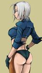  1girl angel_(kof) artist_request ass breasts highres jacket king_of_fighters large_breasts mimiyama_kiichi simple_background snk solo white_hair 