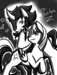  chaosphoniex cute cutie_mark duo equine female feral friendship_is_magic greyscale hair hair_over_eye hooves horn horse king_sombra_(mlp) long_hair love male mammal monochrome my_little_pony plain_background pony smile twilight_sparkle_(mlp) unicorn winged_unicorn wings 