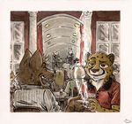  anthro beverage canine cheetah cigar feline group laughter live_band mammal rayfkm 