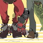  2boys bad_id bad_pixiv_id darwin's_danger_shield degreaser explosive flamethrower gas_mask gloves grenade lowres multiple_boys solo_focus standing team_fortress_2 the_demoman the_pyro the_sniper weapon 