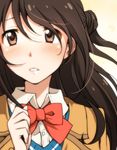  brown_eyes brown_hair half_updo idolmaster idolmaster_cinderella_girls ikari_manatsu long_hair school_uniform shimamura_uzuki 