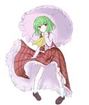  absurdres checkered checkered_skirt checkered_vest green_hair highres hizaka kazami_yuuka parasol red_eyes skirt solo touhou umbrella vest 