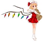  bad_id bad_pixiv_id blonde_hair blouse bow doll_hug dress flandre_scarlet frilled_dress frilled_shirt frilled_skirt frills gradient_eyes hat hat_bow highres holding koyashaka looking_at_viewer looking_back mob_cap multicolored multicolored_eyes puffy_sleeves red_eyes red_shirt red_skirt shirt short_sleeves side_ponytail skirt skirt_set socks solo standing stuffed_animal stuffed_toy teddy_bear touhou transparent_background white_legwear wings 