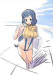  aku_tojyo bare_shoulders bikini blue_eyes breasts green_eyes gundam gundam_build_fighters hips huge_breasts iori_rinko large_breasts lips lipstick long_hair makeup midriff milf navelwide_hips pose posing ribbed_sweater shiny shiny_skin sling_bikini smile solo sweater swimsuit turtleneck underboob 