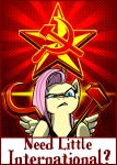  2016 angry communism equine female feral fluttershy_(mlp) friendship_is_magic hair hammer hi_res looking_at_viewer mammal my_little_pony pegasus politics portrait sickle solo text tools wangkingfun wings 