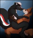  anthro big_tail blush canine cowgirl_position cute duo eyes_closed fox gay male mammal mastery_position nude rarakie sex side_view skunk 