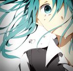  aqua_eyes aqua_hair bad_id bad_pixiv_id collared_shirt hatsune_miku hiiragi_fuyuki light_smile long_hair looking_at_viewer rolling_girl_(vocaloid) school_uniform shirt simple_background solo tears vest vocaloid white_background white_shirt 